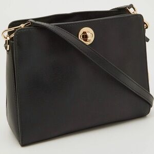 Michael Kors Black Turnlock Crossbody Bag with Gold Accents